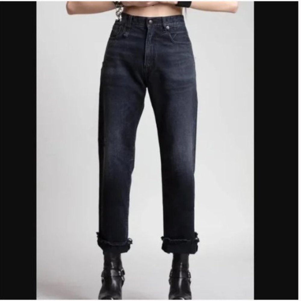 R13‎ Boyfriend Jeans in Jake Black Size 27